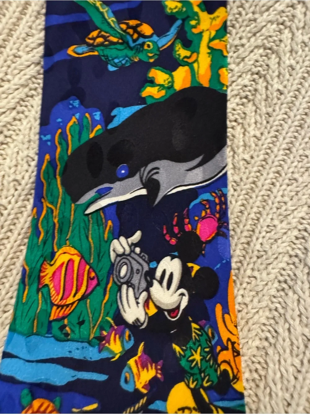 Disney Multicolor Undersea Character Silk Tie Vintage Disney Store